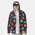 thumbnail image 2 of Balery Colorful Dinosaur Sudadera ligera de manga larga con capucha y protección solar UPF 50+ para hombre y mujer, ideal para pesca y running-Medium, 2 of 7