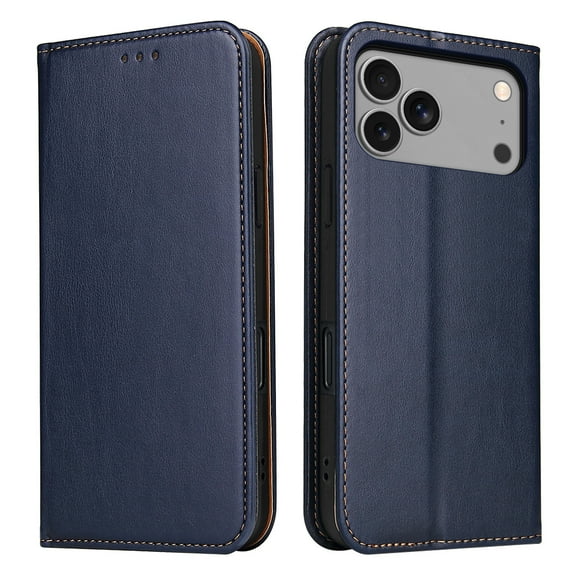 for iPhone 17 Pro Wallet Case, Classic Design Premium Leather Wallet Magnetic Closure Flip Case Kickstand Card Holder Slot Shockproof Protective Cover For iPhone 17 Pro,Blue