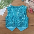 thumbnail image 6 of Miaeowve Shiny Sequins Vest for Kids Boys Girls Latin Jazz Hip Hop Dance Tops Stage Performance Waistcoat Dancewear Light Blue 14-15, 6 of 7