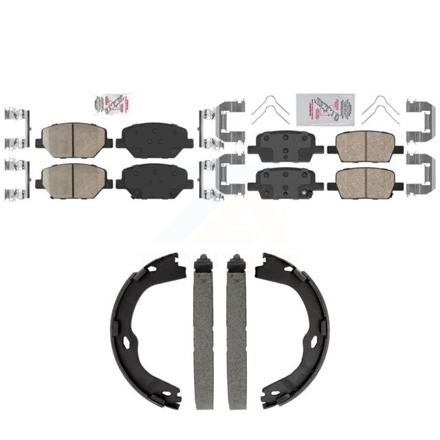 Transit Auto Front Rear Ceramic Disc Brake Pads and Parking Shoes Kit for Car Chevrolet Camaro Without Brembo Calipers KNN-101569