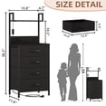 thumbnail image 3 of Eunos Table de Chevet Haute avec Station de Charge, Commode Noire avec 4 Tiroirs et Étagères de Rangement pour Chambre, 3 of 7