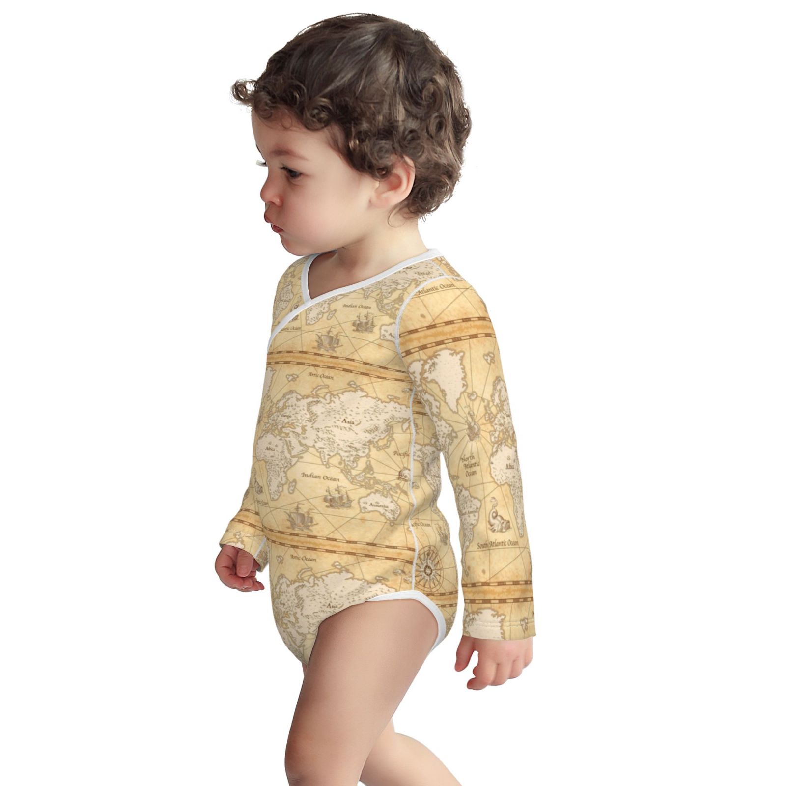 Xecao World Map Print Baby unisex-baby Cotton Long-sleeve Bodysuits-2 Years