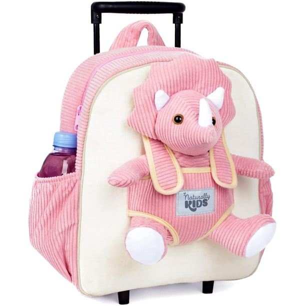 HHHC Dinosaur Backpack - Dinosaur Toys for Kids 3-5 - Kids Suitcase for  Girl Boy w Stuffed Animal - Gifts for 7 Year Old - w Pockets & Reflective  Logo - Rolling Backpack w Pink Triceratops 
