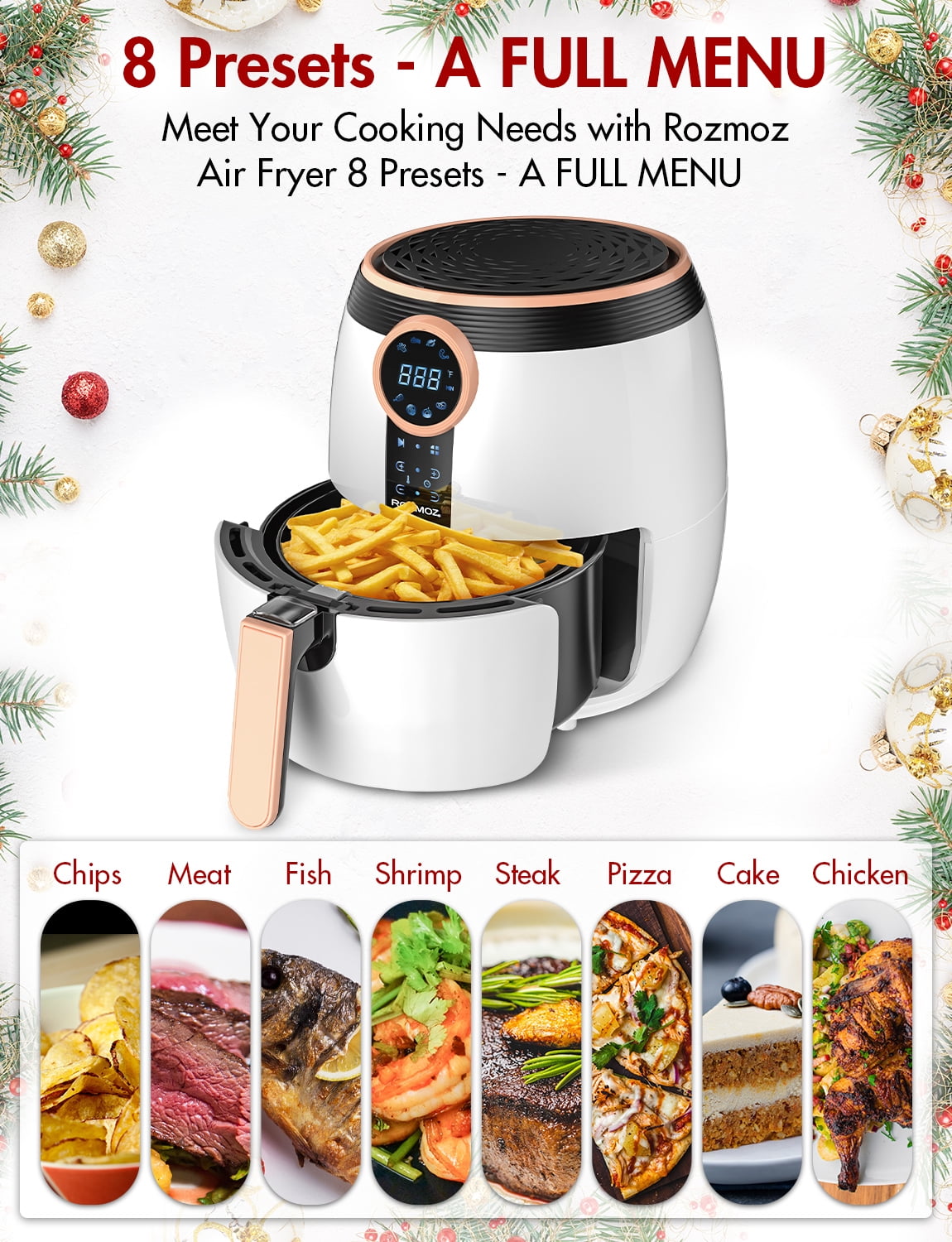 Buy Rozmoz 5.2Qt Air Fryers, Electric Air Fryer OilLess LED Temp/Timer