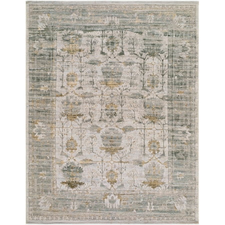 BoutiqueRugs Ivory Traditional Wool Flatweave 2x3 Accent Rug Sage Gold Charcoal Taupe Jaddua Entryway Bedside Nursery Mudroom Bathroom Powder Room 2' x 2'11" Stain Resistant Non-Shedding Pet Friendly