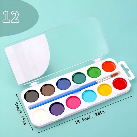 VELIMO 12-Color Semi-Dry Watercolor Set - Vibrant Washable Paints for Kids' Art