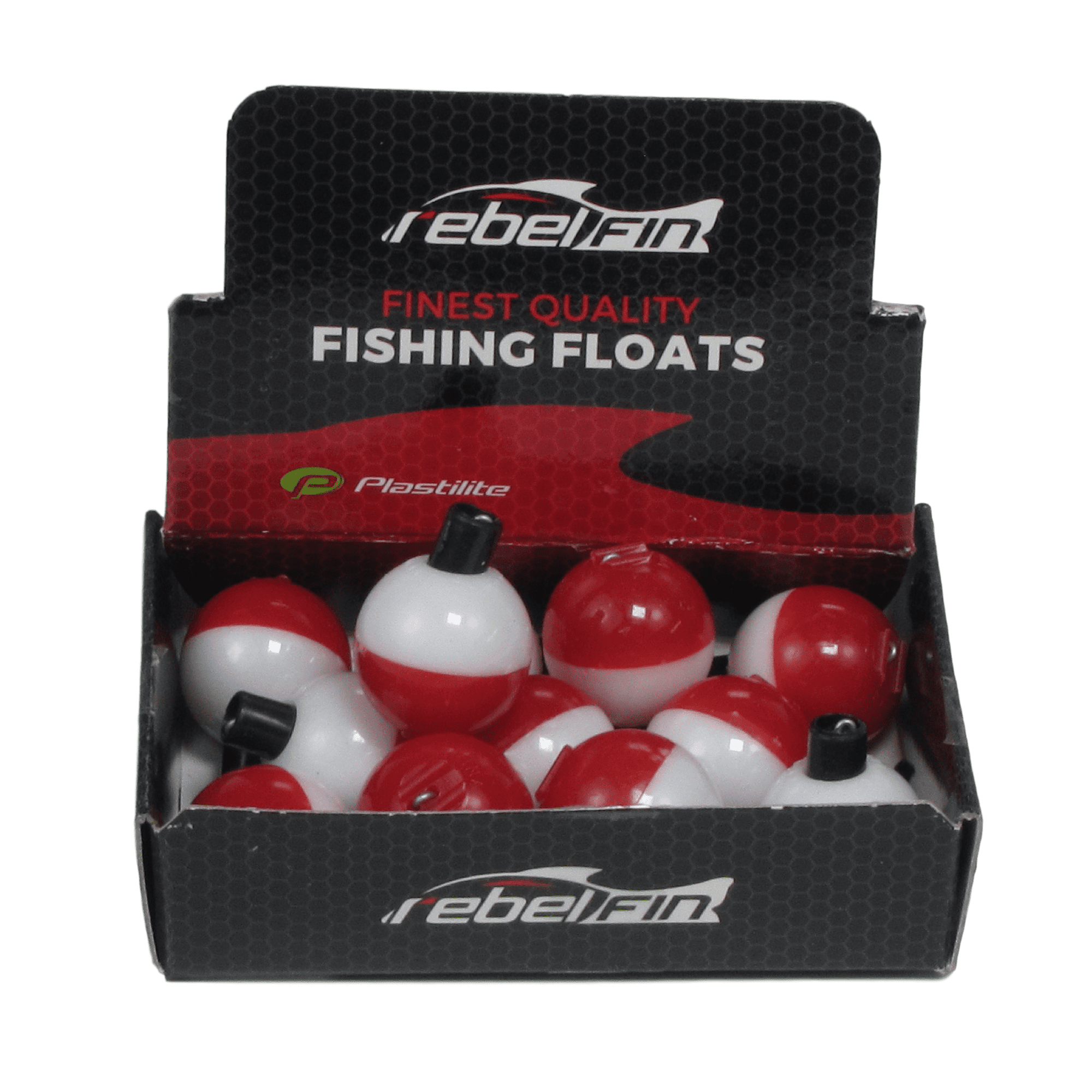rebelFIN 3/4" inch Round RED & WHITE Fishing Bobber 12Pack