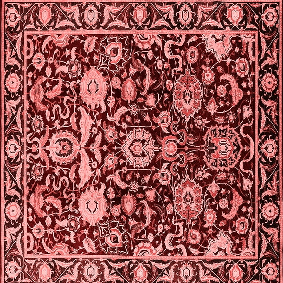 Ahgly Company Indoor Square Oriental Red Industrial Area Rugs, 6' Square