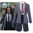 thumbnail image 3 of Disfraz de Matilda el musical para niñas, disfraz gris, uniforme escolar, falda, corbata, traje de fiesta de Halloween, traje para mujer, 3 of 5
