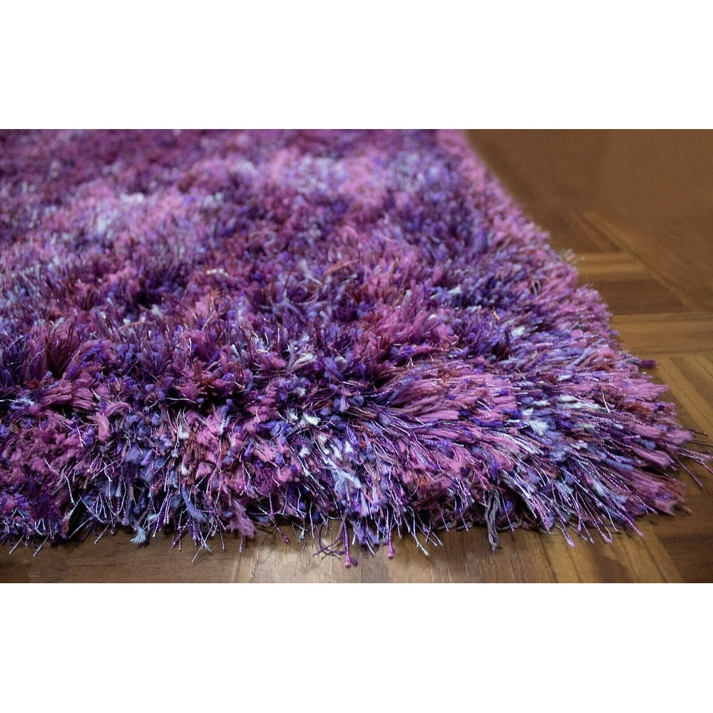 Purple Color 5x7 Feet Shag Shaggy Fluffy Fuzzy Furry Design Area Rug