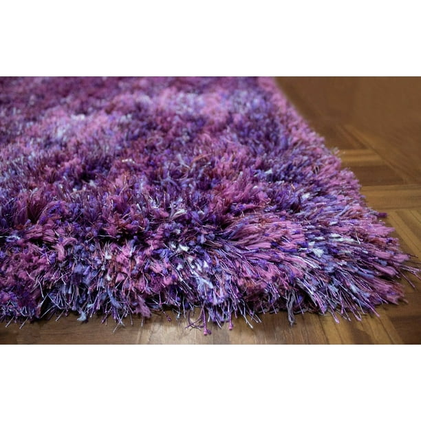 Purple Color 5x7 Feet Shag Shaggy Fluffy Fuzzy Furry Design Area Rug