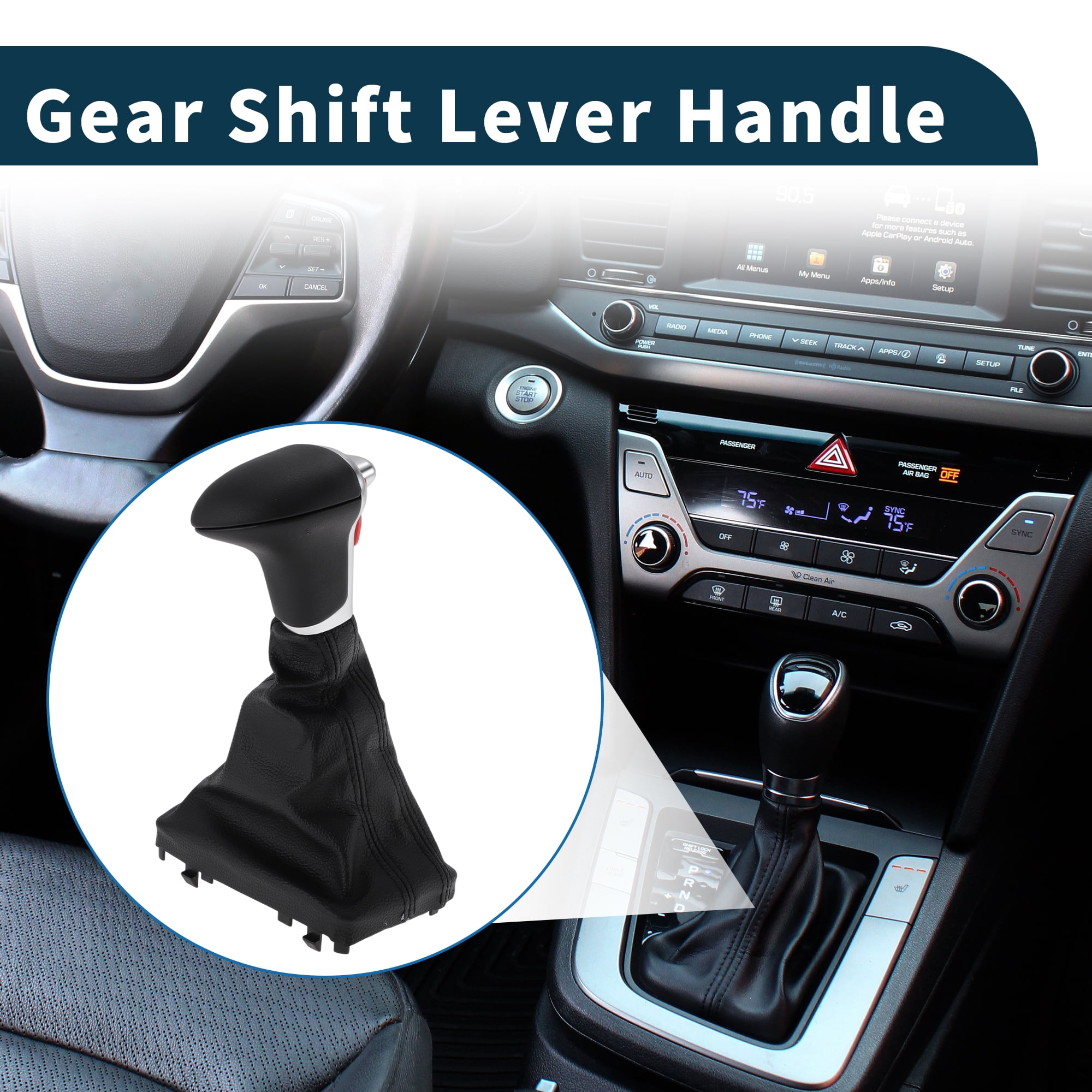 Unique Bargains Gear Shift Knob Handle Automatic for Audi A3 8P 2004-2015 Shift Gear Lever Knob Gearstick Gaiter Boot Cover Plastic Faux Leather