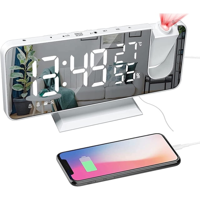 Projecteur Numérique à DEL avec ro pour projection en Bâton pause, Double Réveil, radio FM, USB-
