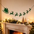 thumbnail image 6 of Green Christmas Felt Hanging Banner,Traditional Sleigh Reindeer Garland,Polyester Festive String Decor For Wall Fireplace Door Party Home Holiday Decor, 6 of 6