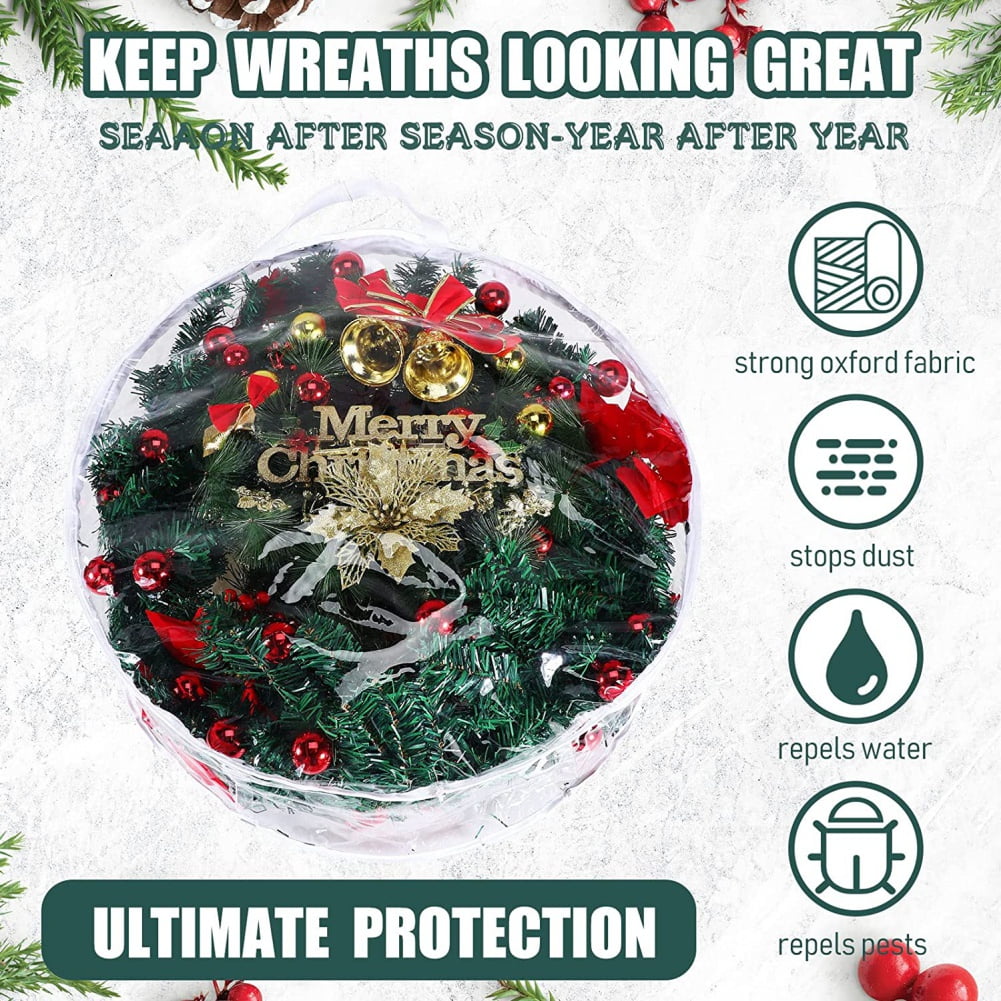 [Hotiary] Xmas Wreath Plastic Storage Bags Christmas Clear Wreath