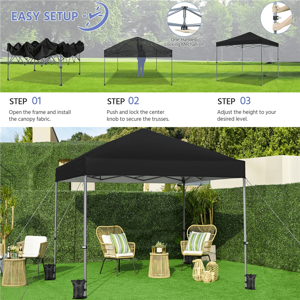 Alden Design 10x10FT Pop-up Canopy with One-Push-To-Lock Setup Mechanism for Outdoor, Black