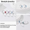 thumbnail image 6 of Bestyle Sterling Silver Hoop Earrings with Heart Birthstone Cubic Zirconia Celtic Knot Earrings for Women March Aquamarine, 6 of 8