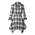 thumbnail image 3 of Frostluinai Fall Dresses For Women 2022 Homecoming Dresses Checkered Dress For Womens Plus Size Plaid Tie Shirt Dress Long Sleeve Slim Turn-Down Collar Tunic Tops Asymmetrical High Low Irregular Dress, 3 of 3
