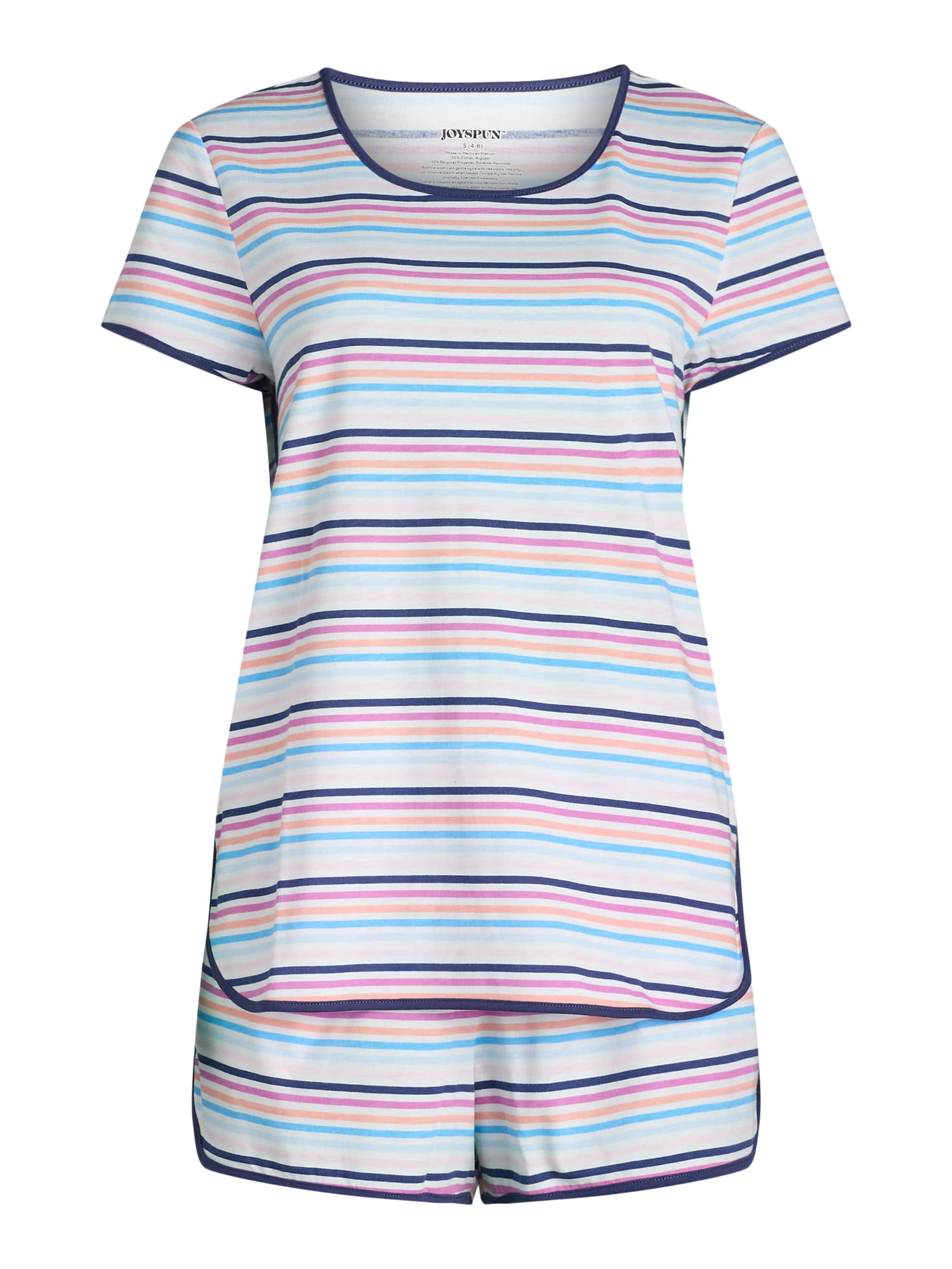 Joyspun Women's and Women’s Plus Lightweight Sleep Tee and Shorts Set, 2-Piece, Sizes XS to 3X