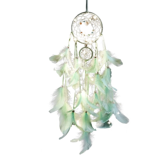 Handmade Dream Catcher Wall Hanging Decor, Boho Style Woven Pendant Ornament, Elegant Delicate Vintage Craft Accent for Bedroom Living Room Wedding Party Farmhouse Home Decoration,Green