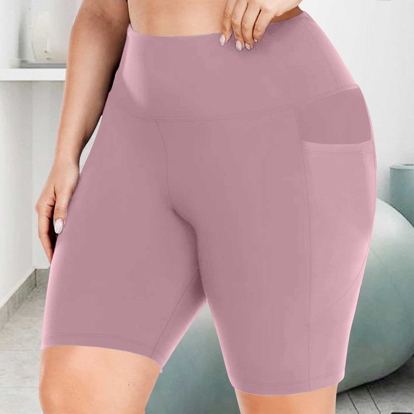 Xysaqa Biker Shorts with Pockets for Women Plus Size Workout Gym