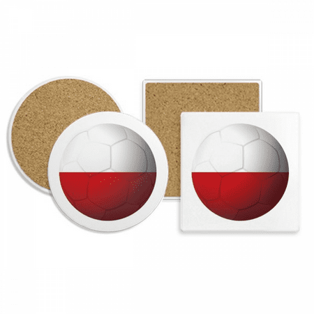 

Poland National Flag Soccer Football Coaster Cup Mug Holder Absorbent Stone Cork Base Set