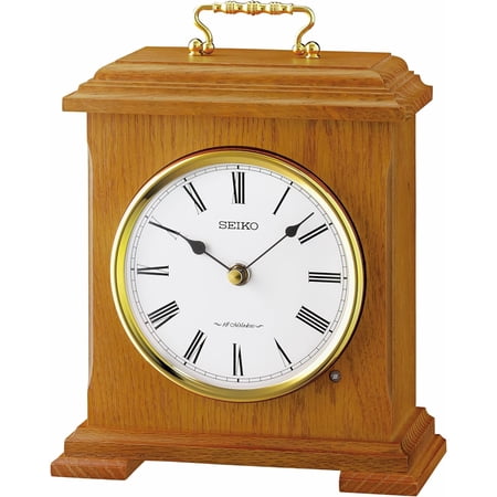 SEIKO QXW252BLH 18 Melodies Musical Mantel Clock, Light Brown, 9.8 x 7.6 x 3.5 Inches
