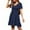 Dark Blue, variant on Azrian Womens Plus Size,Women's Fashion Autumn Winter Solid Blouse V-Neck Button Long Sleeve Dress