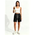 thumbnail image 5 of JJHGVB Stretchy Jean Shorts for Women - Elastic Waist Drawstring Bermuda Shorts Denim Short Casual Beach Knee Length Jorts Black L, 5 of 8