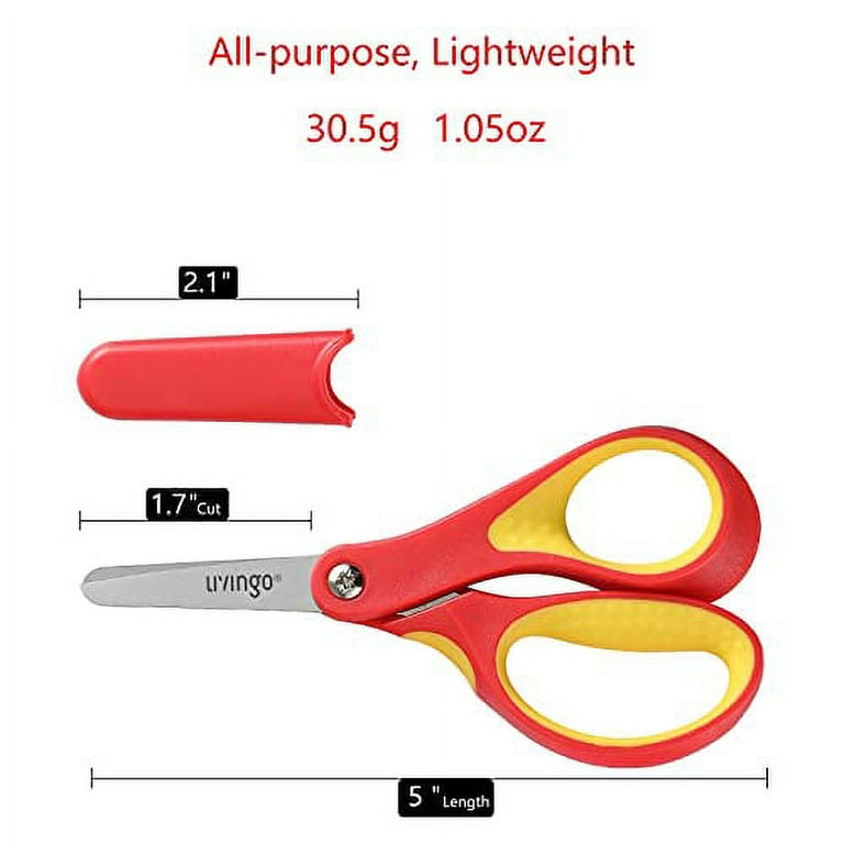 LIVINGO 5 Small School Student Blunt Kids Craft Scissors, Sharp Stainless  Steel Blades Safety Comfort Grip for Children Cutting Paper, Assorted  Color, 3 Pack Pink/Red/Blue 