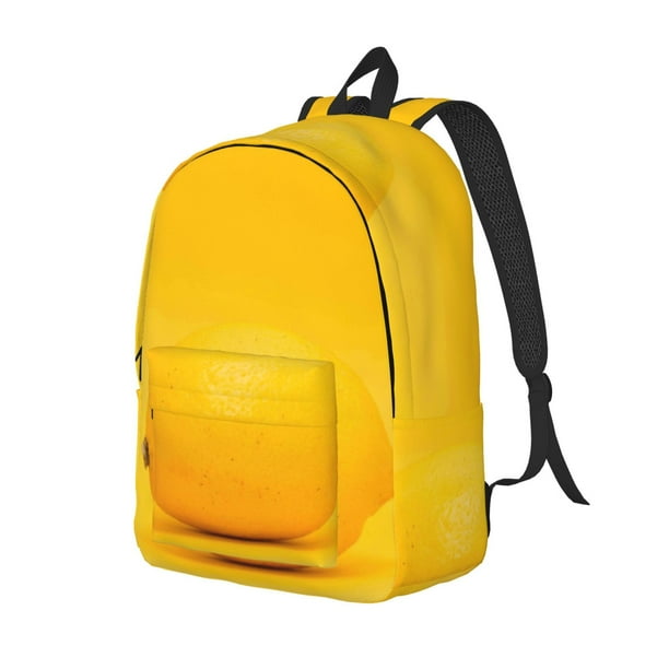 Disketp Yellow Lemon Mochila de Lona Estampada, Mochila Escolar de Viaje Ligera para Estudiantes y Portátil-Medium