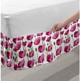 thumbnail image 2 of Flower Bed Skirt, Delicate Spring Floral Art with Tall Stems and Blooming Buds, Elastic Bedskirt Dust Ruffle Wrap Around for Bedding Decor, 4 Sizes, Dried Rose Fern Green, by Ambesonne, 2 of 2