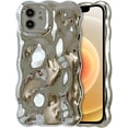 thumbnail image 2 of Case for iPhone 11 6.1 inch, Cute Solid Color Curly Wave Shape Shockproof Soft Bumper Phone Case, Candy Water Ripple 3D Silicon Slim Pretty Case Aesthetic Cover, Silver, 2 of 7