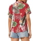 thumbnail image 3 of CAMISAS DE MUJER INSPIRADAS CHIC Hawaianas de Manga Corta con Botones Tropicales Florales M Rojas, 3 of 8