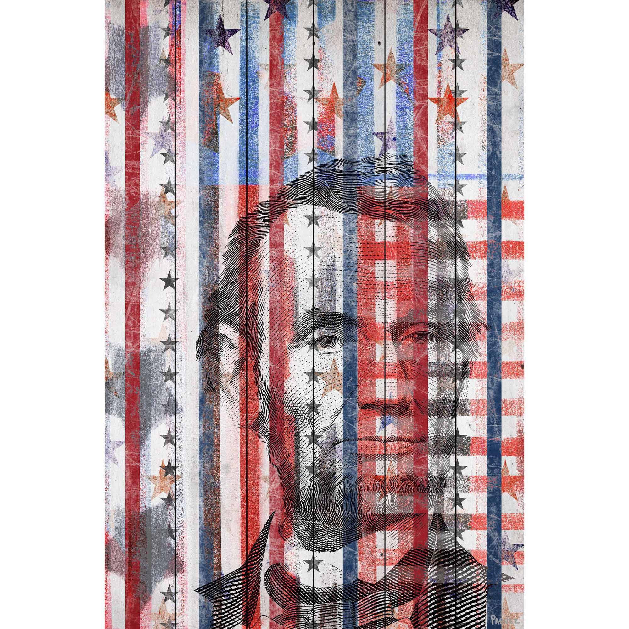 Parvez Taj "Honest Abe" Print on White Wood