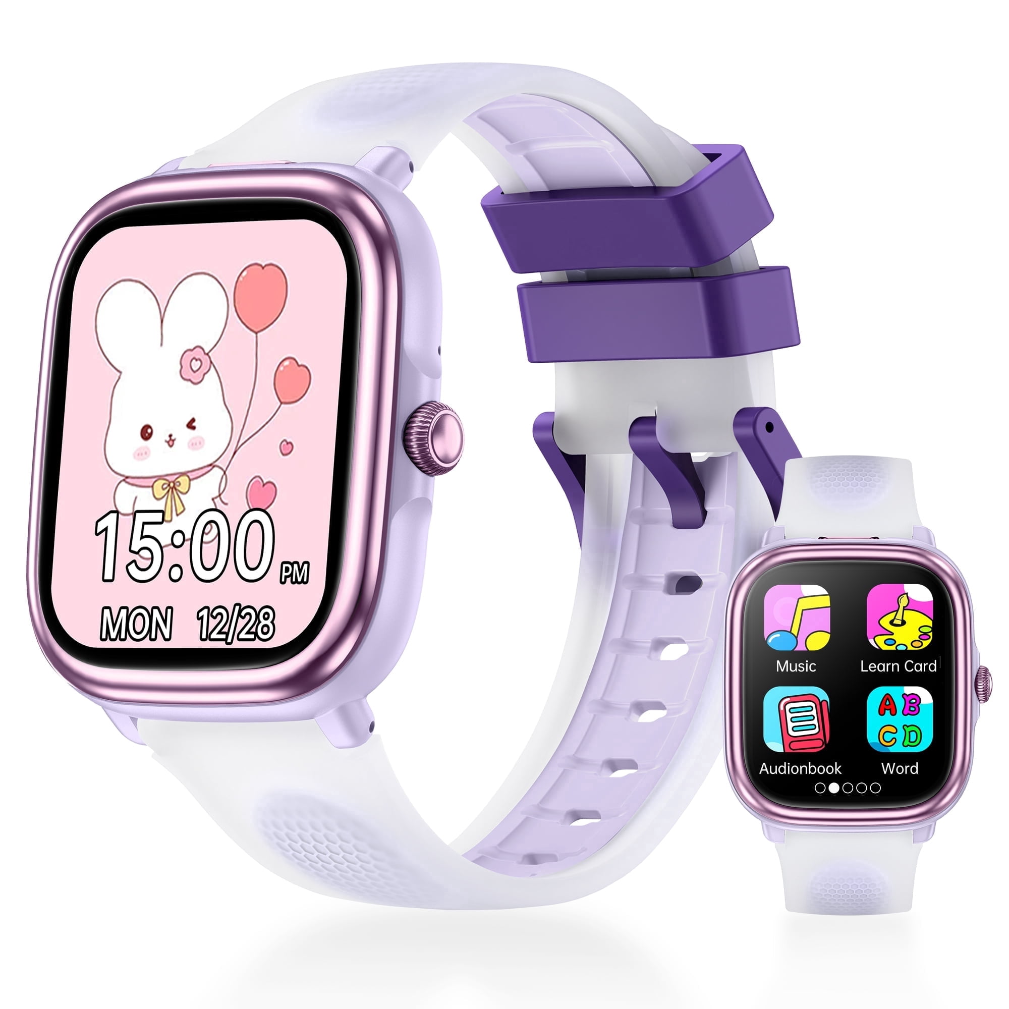 1.83'' Kids Smart Watch for Boys and Girls No Phone Needed Built-in Game, Storybooks, Word Learning, Calculator, Pedometer Activity Tracker （Purple）