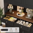 thumbnail image 4 of Homfa 72.8" Tall Kitchen Pantry Cabinet with LED & Charging Station, Modern Storage Cabinet with Drawers and Door Shelves, 8 Doors Freestanding Cupboard Buffet for Dining Room, Black, 4 of 9