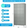 thumbnail image 2 of JAORD Metal Storage Locker, 18 Doors Metal Lockers for Office Gym Bedroom Dormitory, 72" Tall Steel Locker cabinet for Employees, Assembly Required (18 Doors, Light Gray), 2 of 8