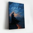 thumbnail image 2 of Gothic Vigilante Starry Night Canvas Wall Art  Unique Cityscape Painting Inspired by Van Gogh, 2 of 10