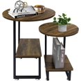 thumbnail image 3 of BEEY Round Nesting Coffee Table Set of 2 End Table Sets,Farmhouse Wood Coffee Table Side Tables with Sturdy Metal Frame for Living Room, Balcony in Reclaimed Oak, 3 of 9