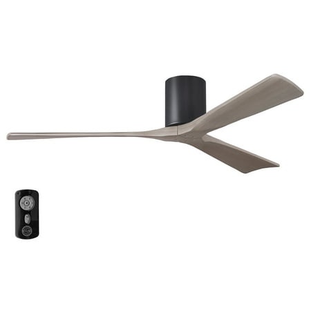

Matthews Fan Company IR3H-BK-GA-60 Irene 60 Matte Black Hugger Ceiling Fan with 3 Gray Ash Blades Remote and Wall Control Indoor/Outdoor Damp Rated