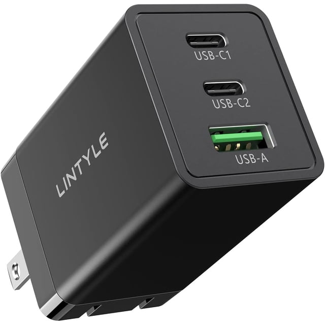 USB C Charger 45W Dual Port USB C Fast Charger GaN Fast Charing Block Foldable Type C Wall Charger Compact Cell Phone Wall Charger for 15 Pro Air S24/S23/S22 Tab