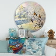 thumbnail image 2 of Designart 'Rustic Birds Sitting On A Tree In Winter Village' Farmhouse Circle Metal Wall Art 36x36 - Disc of 36, 2 of 5