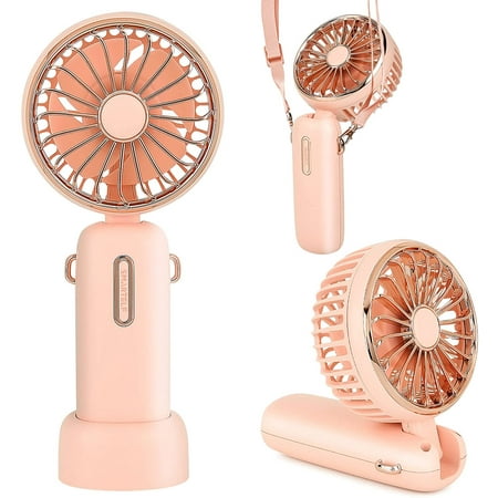 

Protable Handheld Fan Tiny Desk Fan Electric Neck Fan 3 Speed Cooling Fan Folding Last for 6-20 Hours with Strap Powerful Battery Operated Mini Personal Fan for Girls Women Men Indoor Outdoor Travel