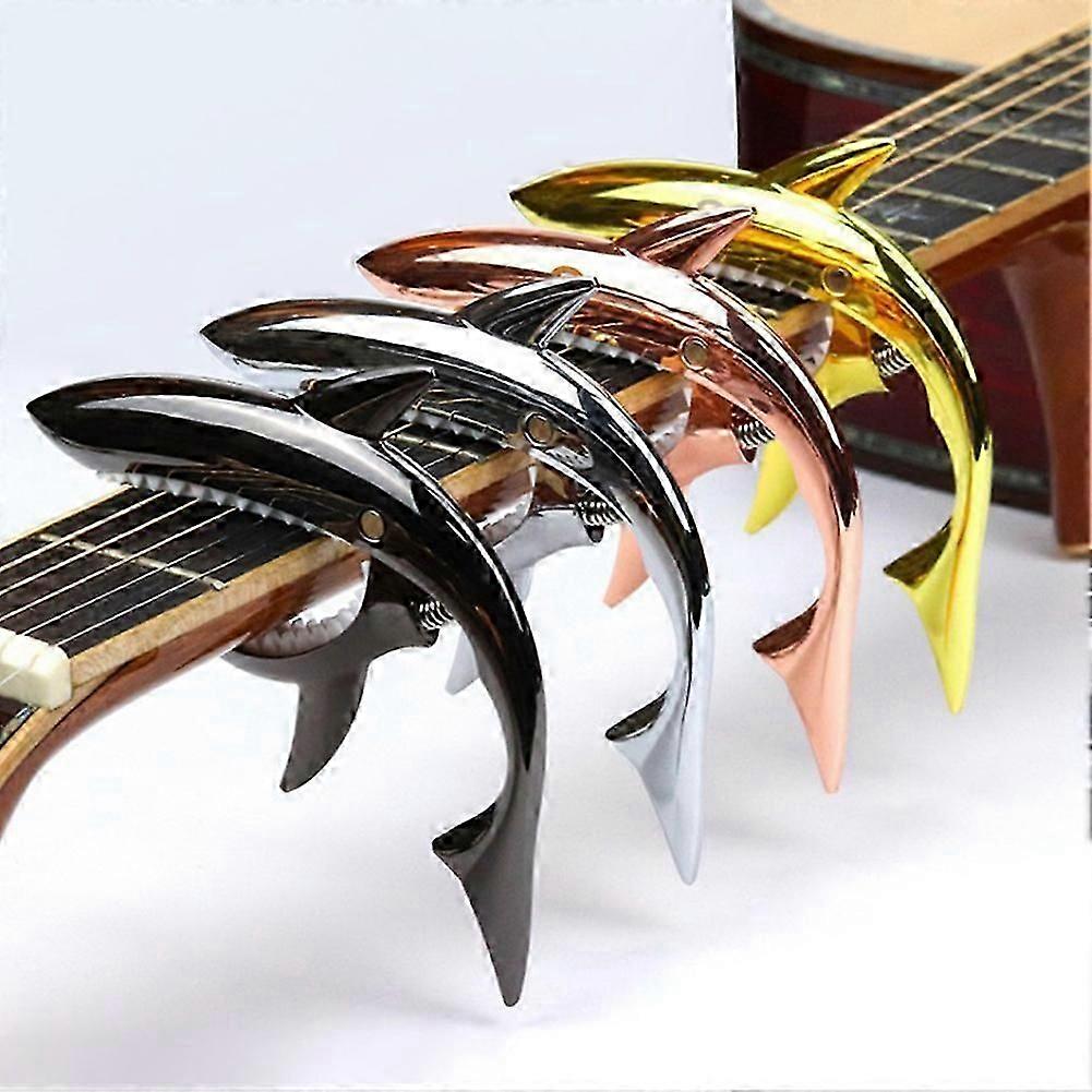 Shark Guitar Capo Zinc Alloy Universal Quick Replace Clamp for Acoustic Guitar Metal Electric Guitar Clip-on（BLACK）