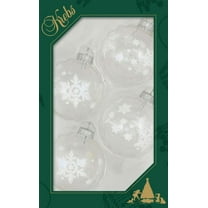 4ct Clear and White Snowflakes Shiny Christmas Ball Ornaments 2.5" (67mm)