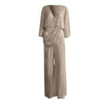 thumbnail image 3 of Elegant Glittering Women's Jumpsuit With Deep V Neck Wide Sleeves And High Waist For Evenings Interview Clothes for Women New Years Eve Romper Women Jean Suits Dress Pant Suits for Women Women Tuxedo, 3 of 3