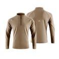 thumbnail image 4 of Outdoor Athletic Shirts for Men Quarter Zipper Stand Collar Tops with Long Sleeve Spring Running Hiking Activewear Coffee L, 4 of 9