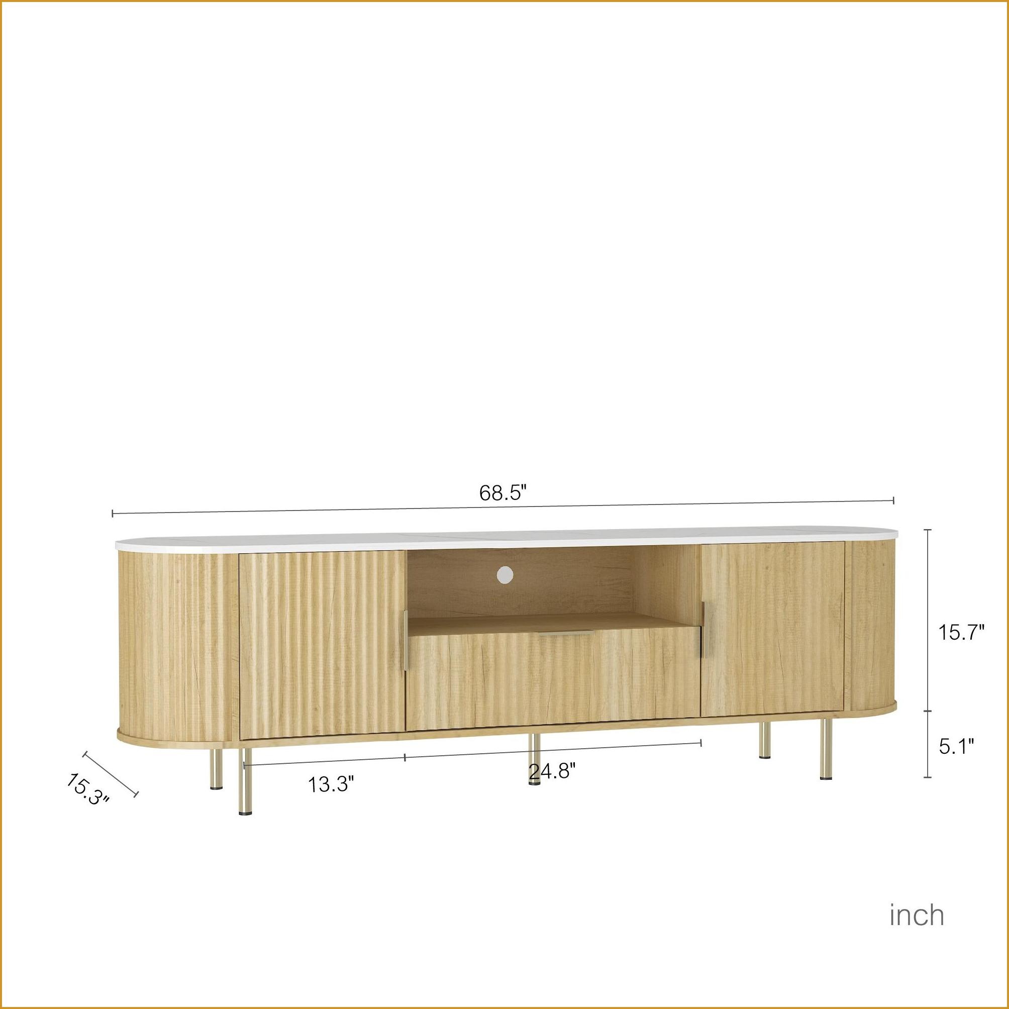 TV Furniture LED Entertainment Center with 16 Color LEDs, Storage Doors, Fits 55+ Inch TVs | MDF | TV Size Ranges 60-69 inches