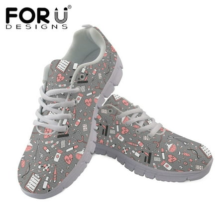 

Medical Equipment Nursing Print Ladies Lace Up Shoes Women Breathable Air Mesh Shoes Comfortable Mesh Shoes Zapatos